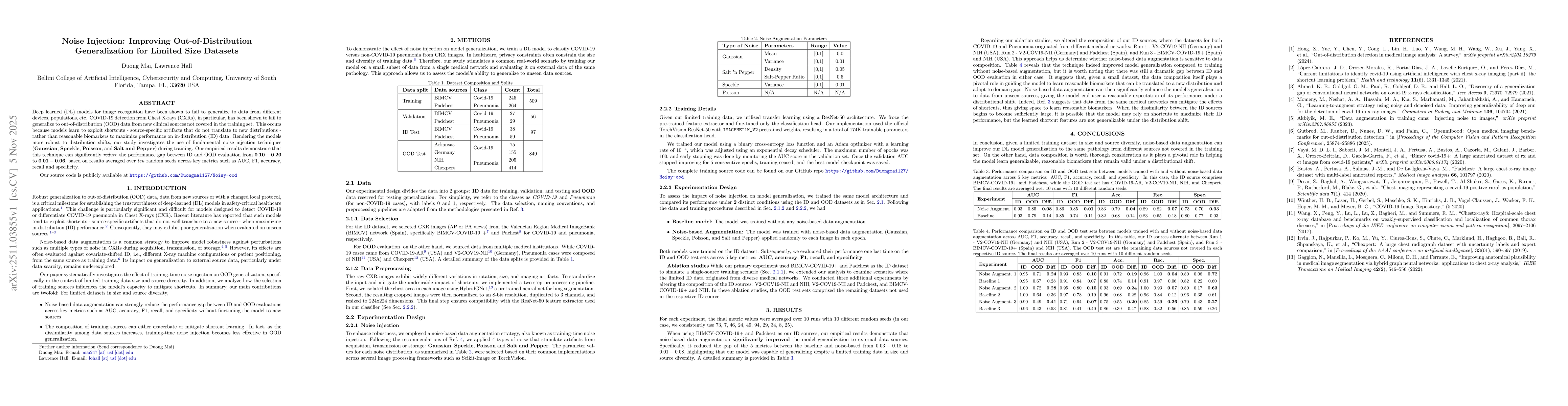 Thumbnail for Noise Injection: Improving Out-of-Distribution Generalization for Limited Size Datasets