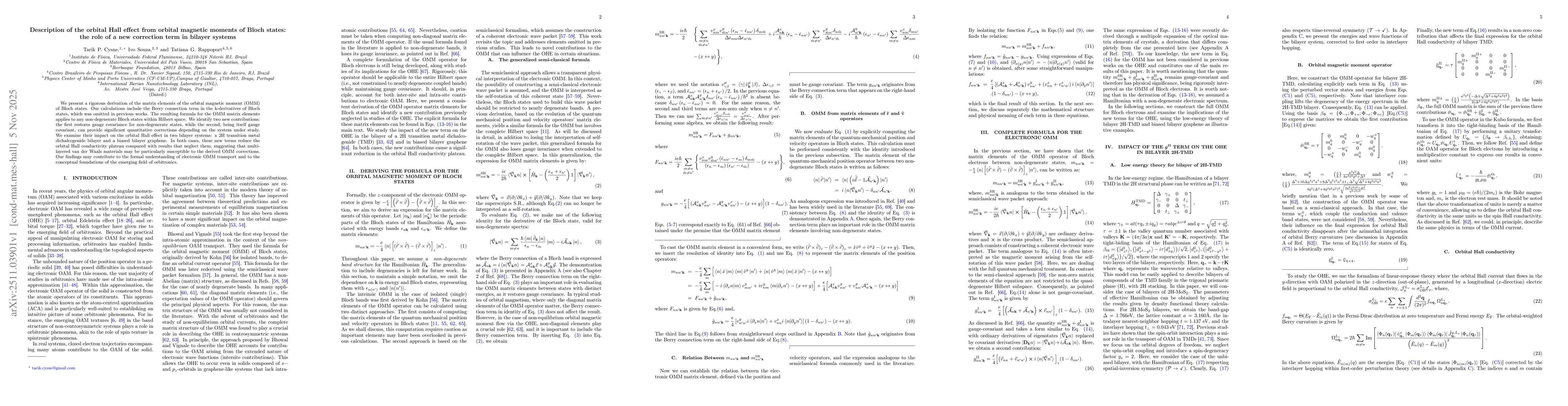 Thumbnail for Description of the orbital Hall effect from orbital magnetic moments of Bloch states: the role of a new correction term in bilayer systems