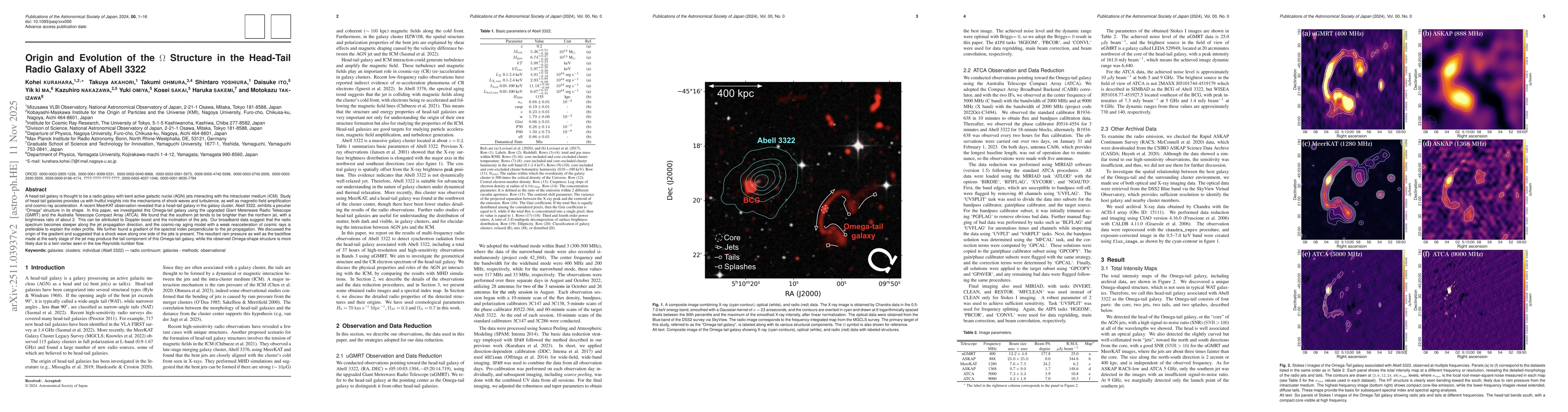 Thumbnail for Origin and Evolution of the $Ω$ Structure in the Head-Tail Radio Galaxy of Abell 3322