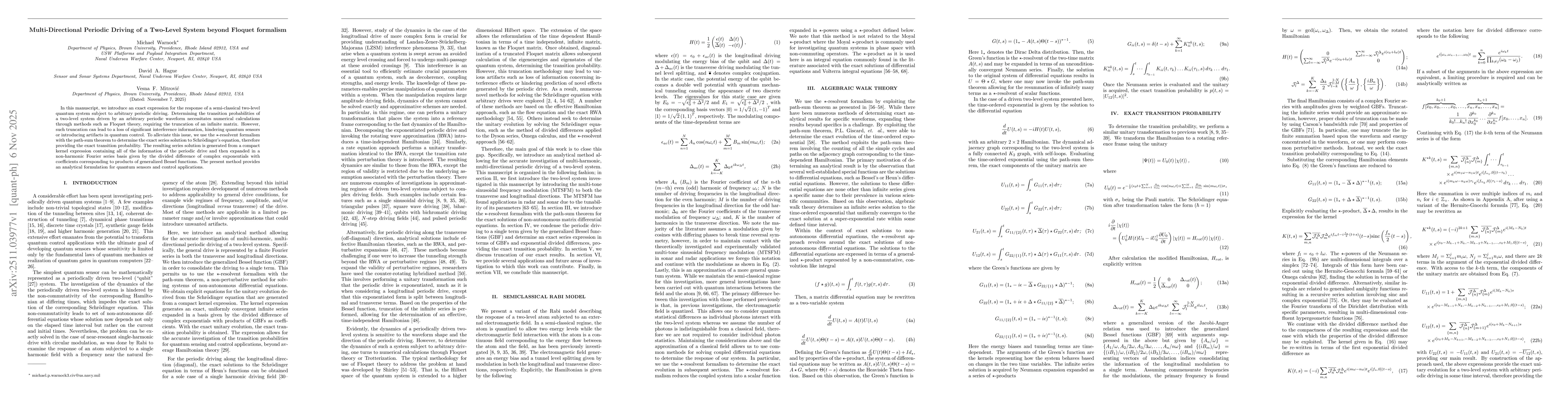 Thumbnail for Multi-Directional Periodic Driving of a Two-Level System beyond Floquet Formalism