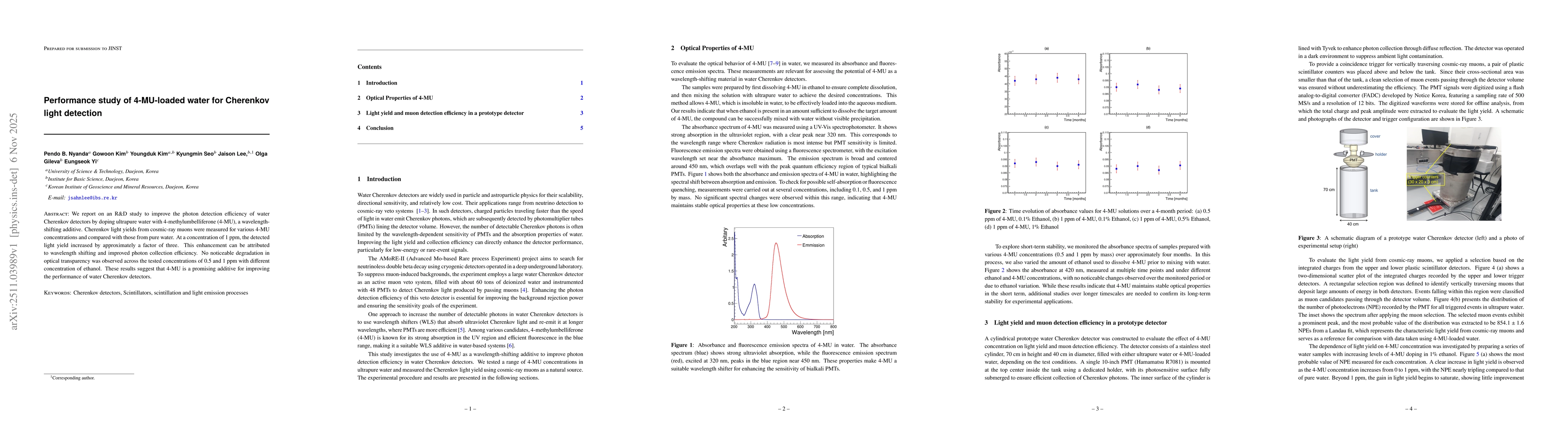 Thumbnail for Performance study of 4-MU-loaded water for Cherenkov light detection