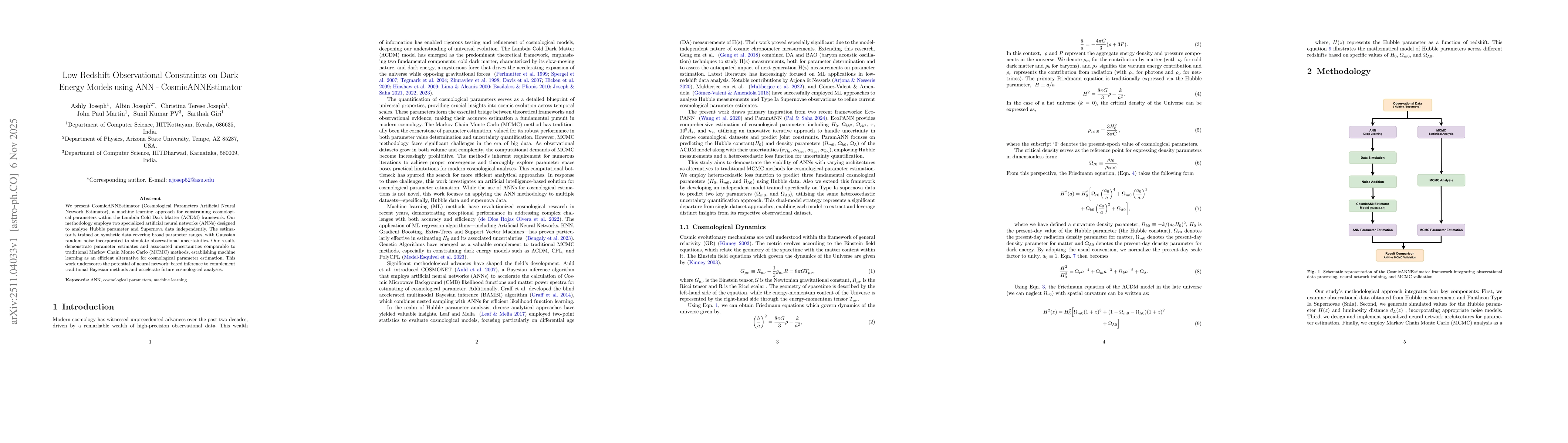 Thumbnail for Low redshift observational constraints on dark energy models using ANN - CosmicANNEstimator