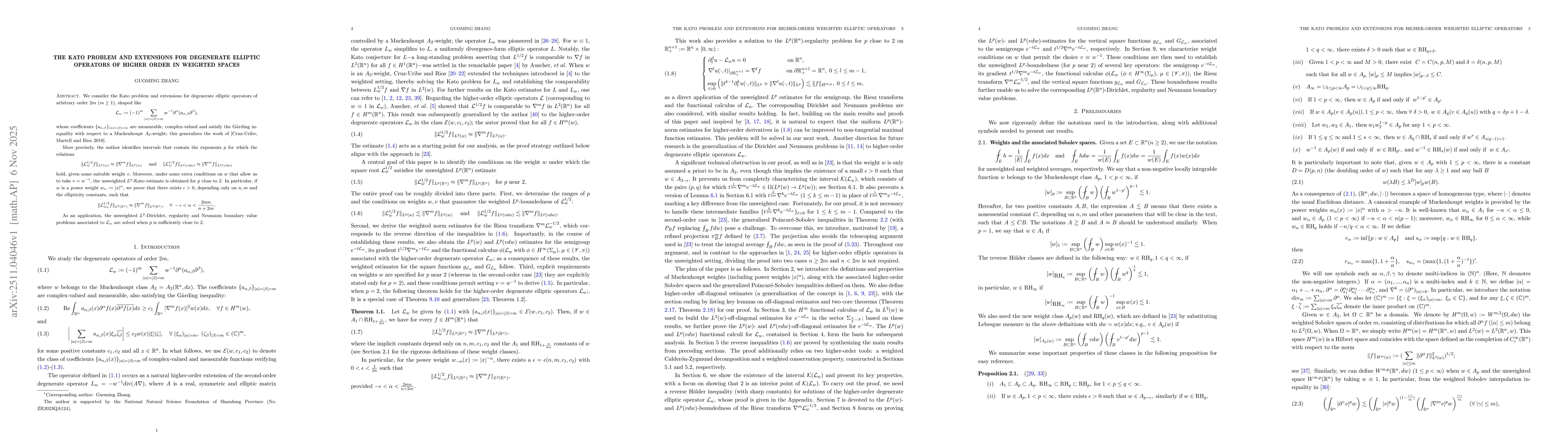 Thumbnail for The Kato problem and extensions for degenerate elliptic operators of higher order in weighted spaces