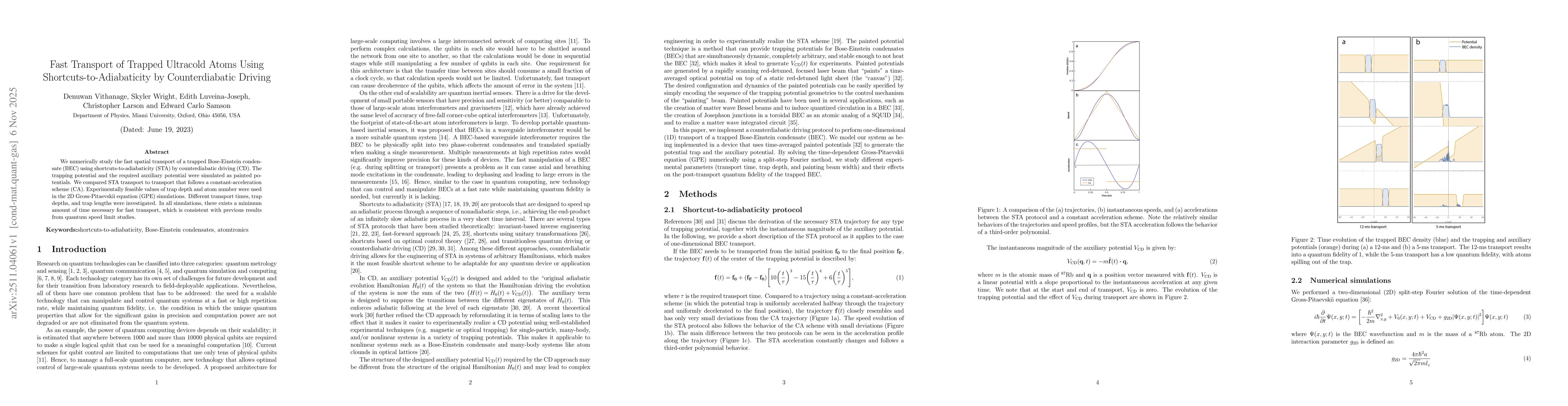 Thumbnail for Fast Transport of Trapped Ultracold Atoms Using Shortcuts-to-Adiabaticity by Counterdiabatic Driving