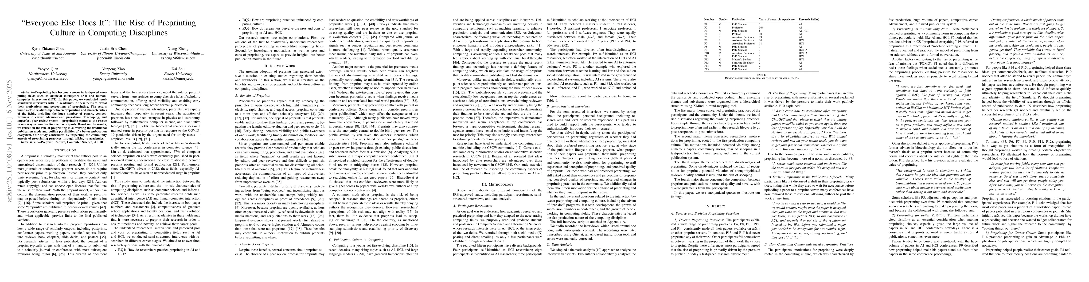 Thumbnail for "Everyone Else Does It": The Rise of Preprinting Culture in Computing Disciplines
