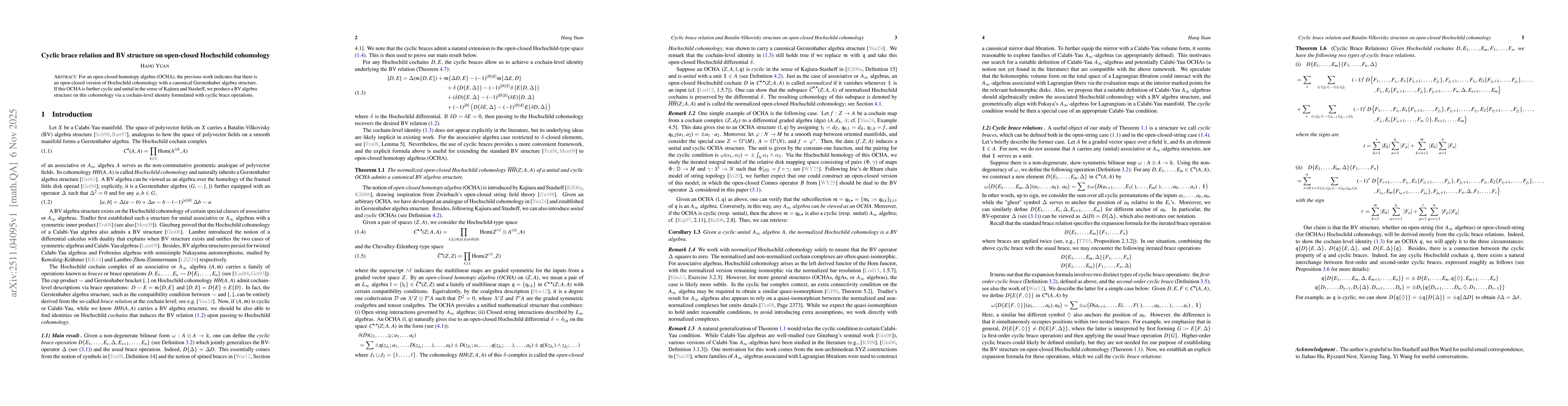 Thumbnail for Cyclic brace relation and BV structure on open-closed Hochschild cohomology