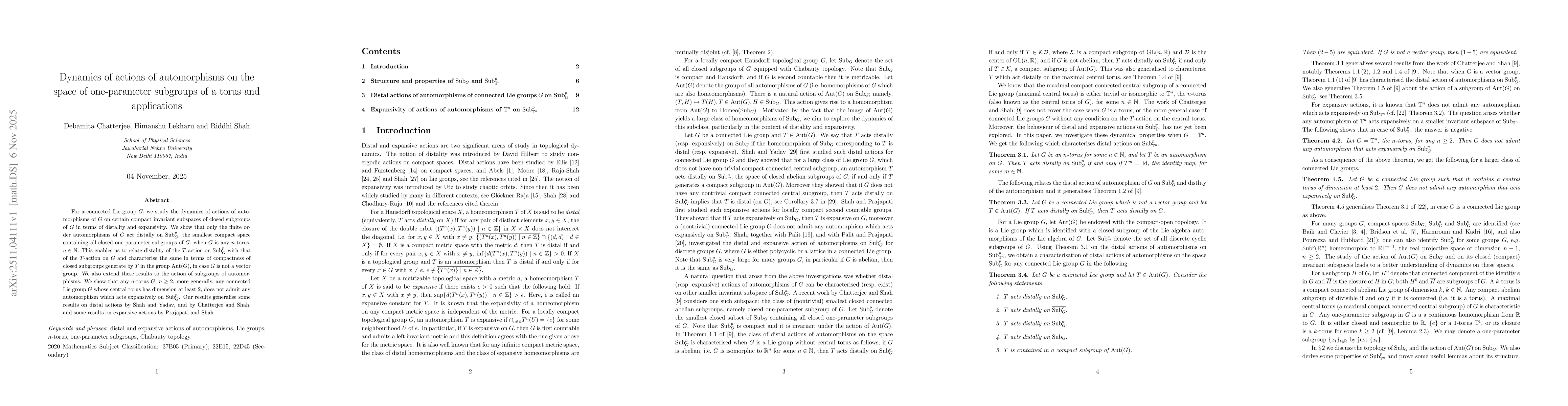 Thumbnail for Dynamics of actions of automorphisms on the space of one-parameter subgroups of a torus and applications