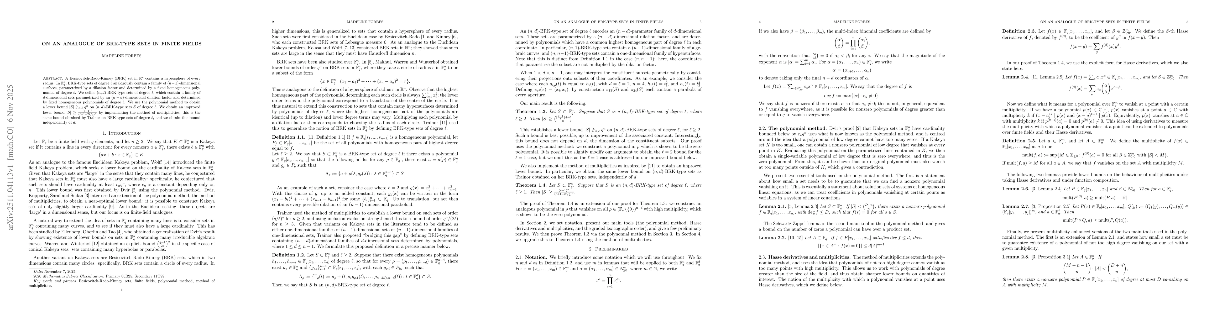 Thumbnail for On an analogue of BRK-type sets in finite fields
