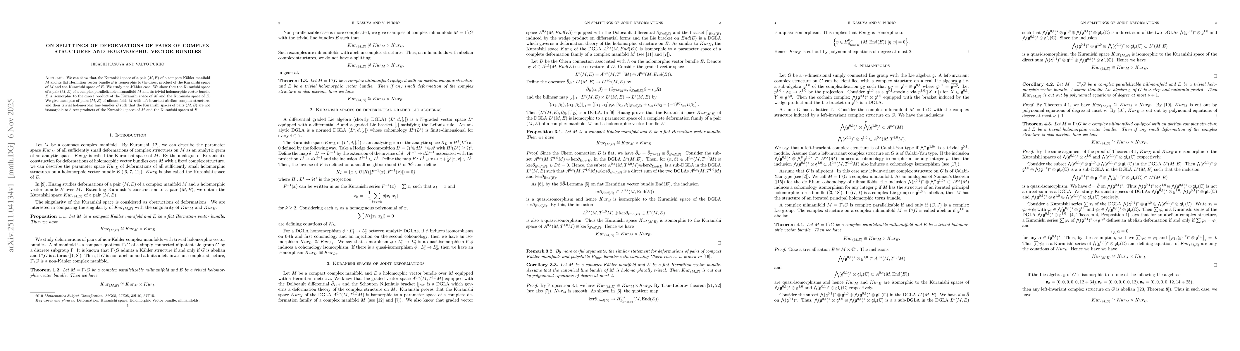 Thumbnail for On splittings of deformations of pairs of complex structures and holomorphic vector bundles