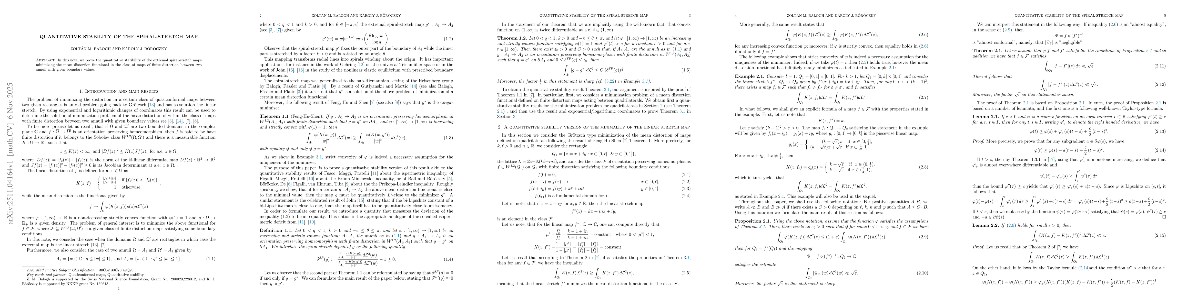 Thumbnail for Quantitative stability of the spiral-stretch map