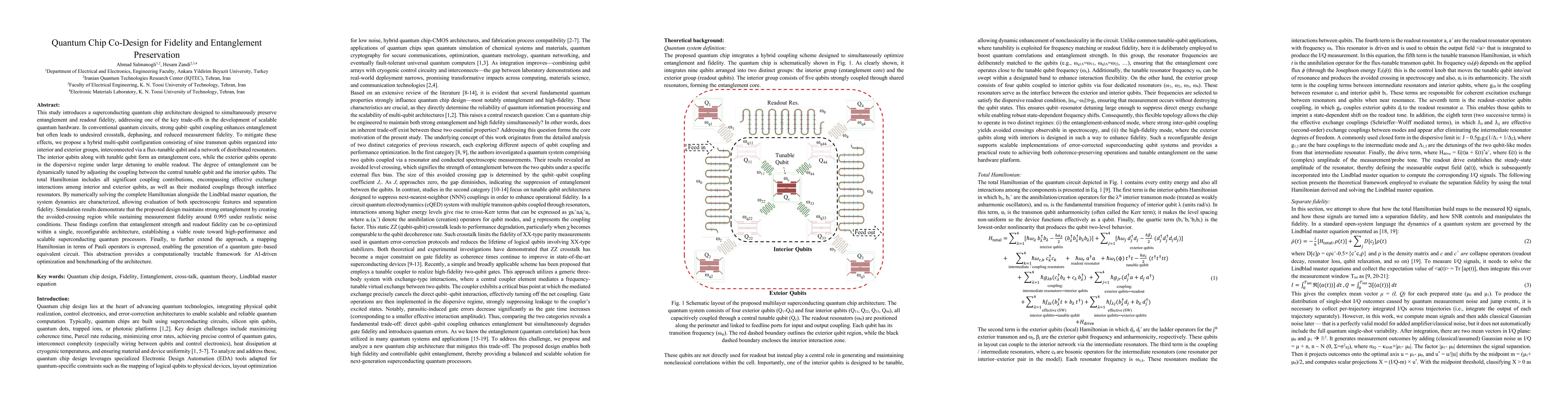 Thumbnail for Quantum Chip Co-Design for Fidelity and Entanglement Preservation