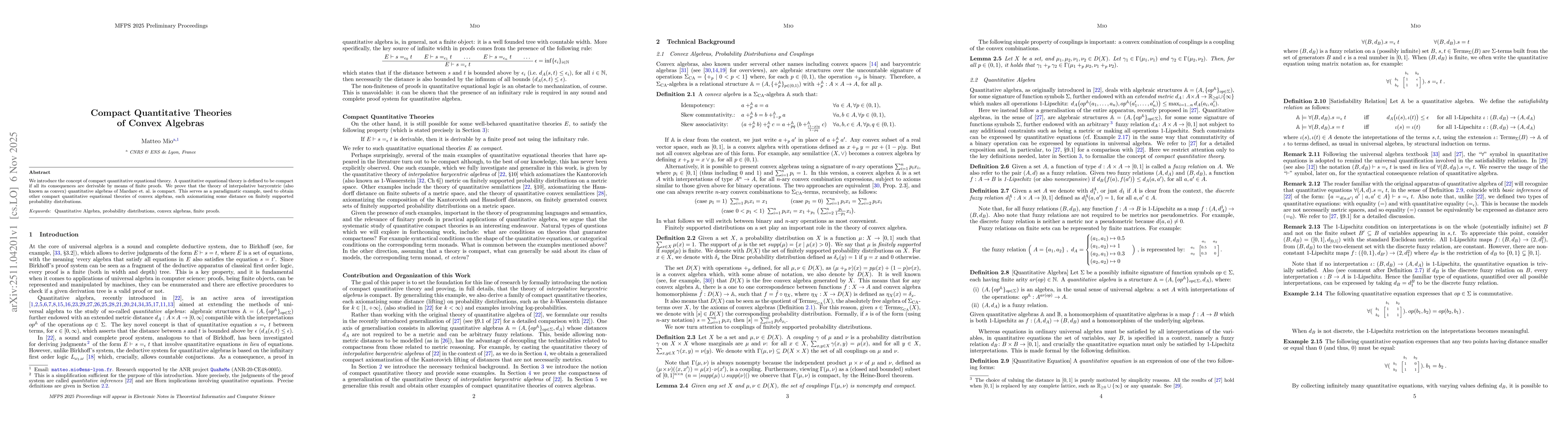 Thumbnail for Compact Quantitative Theories of Convex Algebras