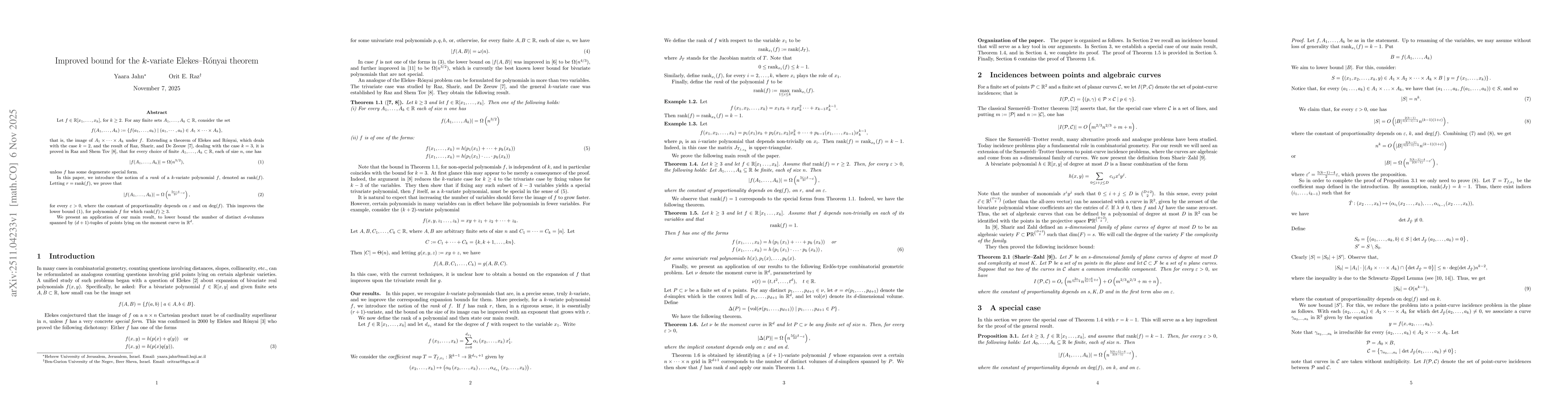 Thumbnail for Improved bound for the $k$-variate Elekes--Rónyai theorem