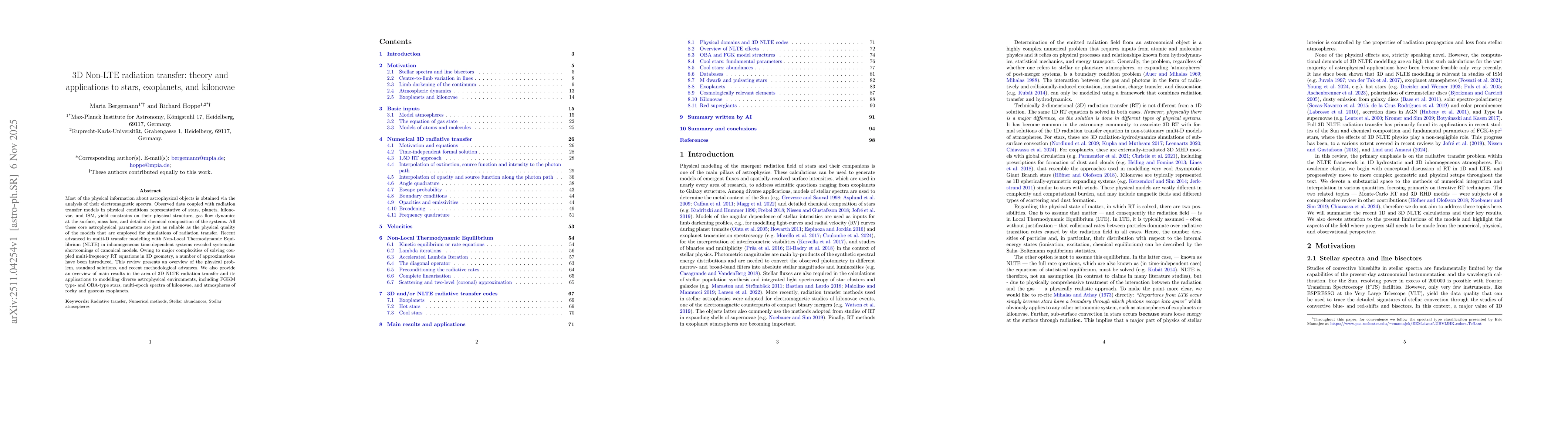 Thumbnail for 3D Non-LTE radiation transfer: theory and applications to stars, exoplanets, and kilonovae