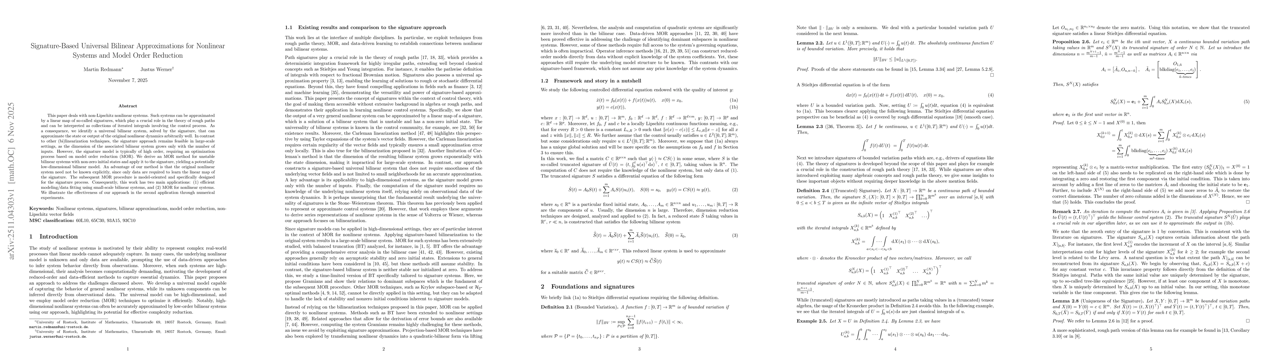 Thumbnail for Signature-Based Universal Bilinear Approximations for Nonlinear Systems and Model Order Reduction