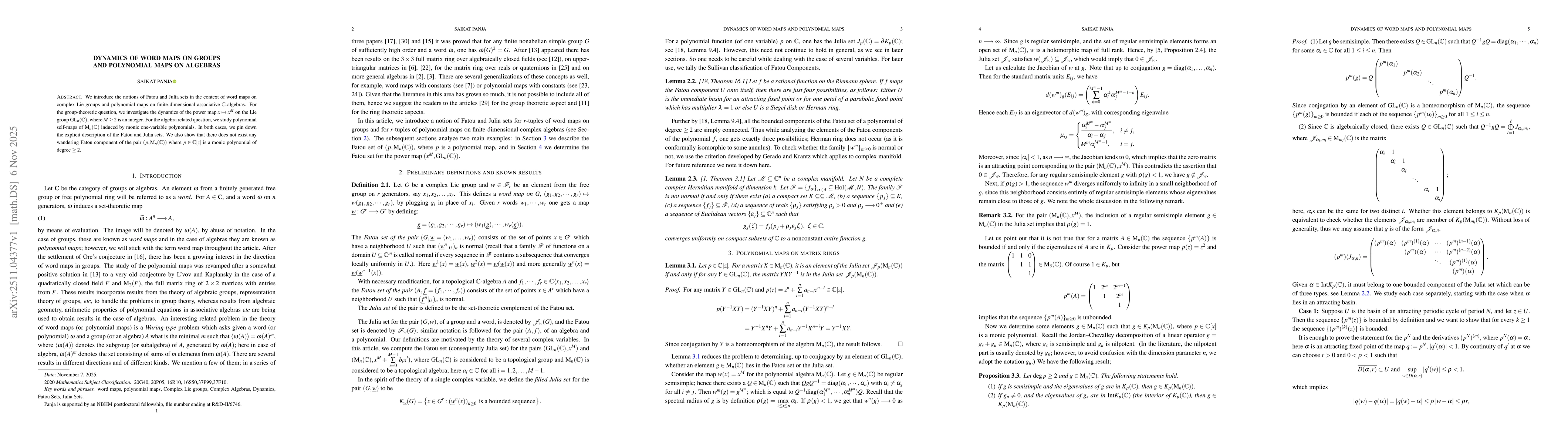Thumbnail for Dynamics of Word Maps on Groups and Polynomial Maps on Algebras