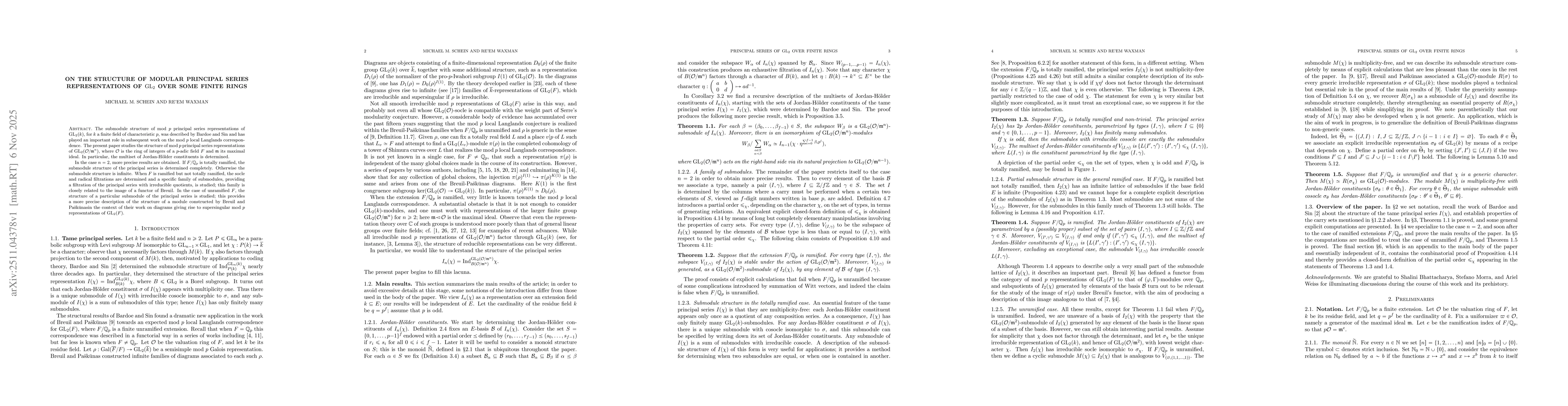 Thumbnail for On the structure of modular principal series representations of $\mathrm{GL}_2$ over some finite rings