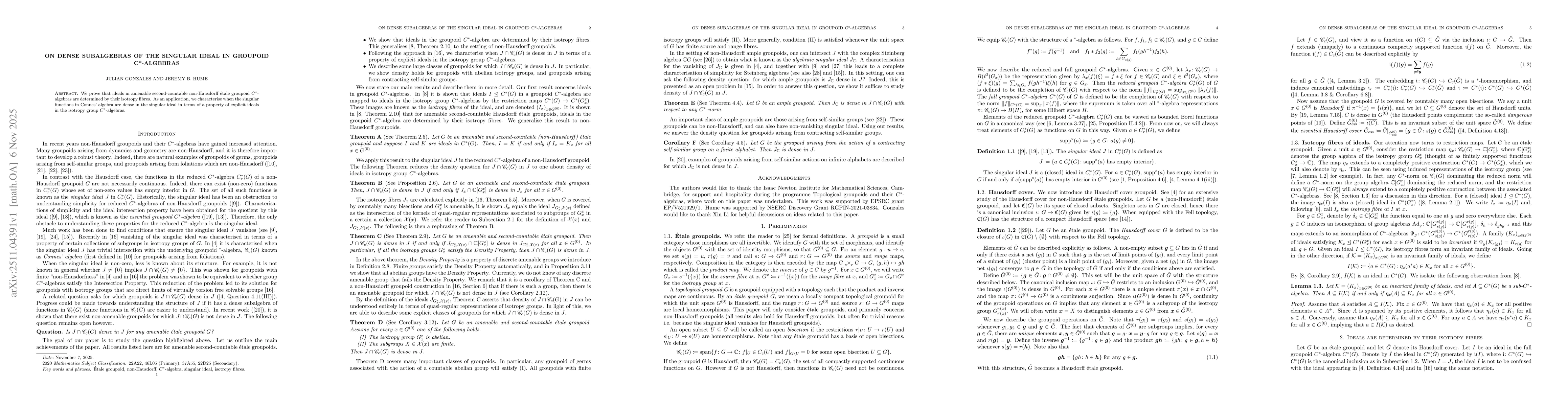 Thumbnail for On dense subalgebras of the singular ideal in groupoid C*-algebras