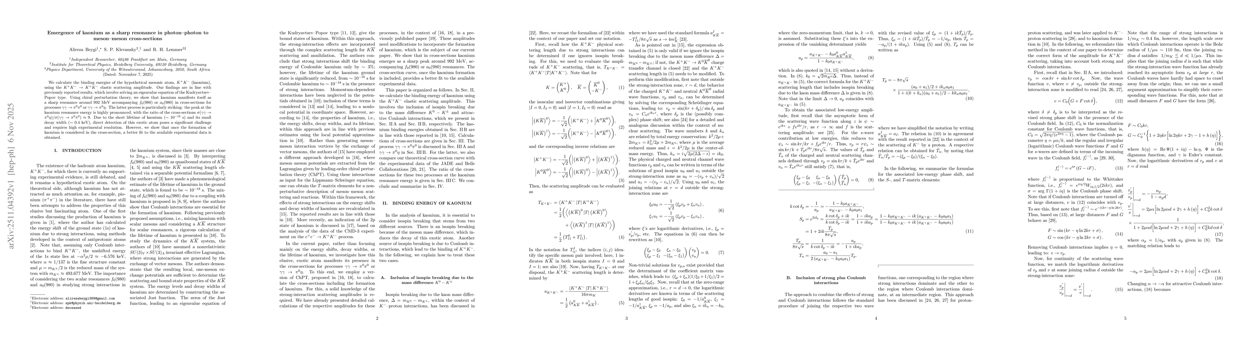 Thumbnail for Emergence of kaonium as a sharp resonance in photon-photon to meson-meson cross-sections