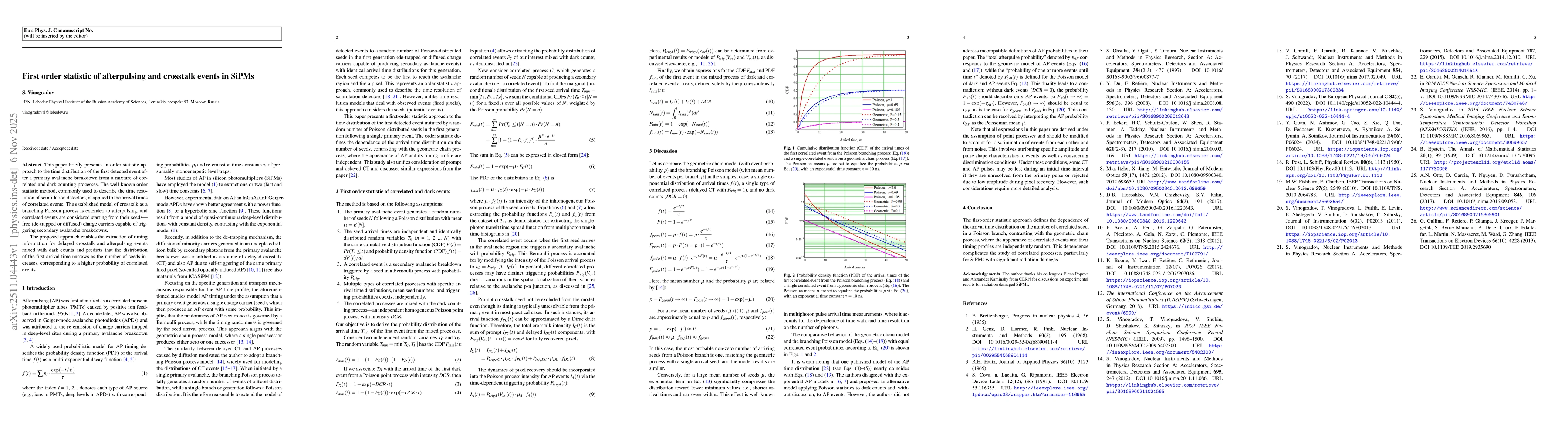 Thumbnail for First order statistic of afterpulsing and crosstalk events in SiPMs