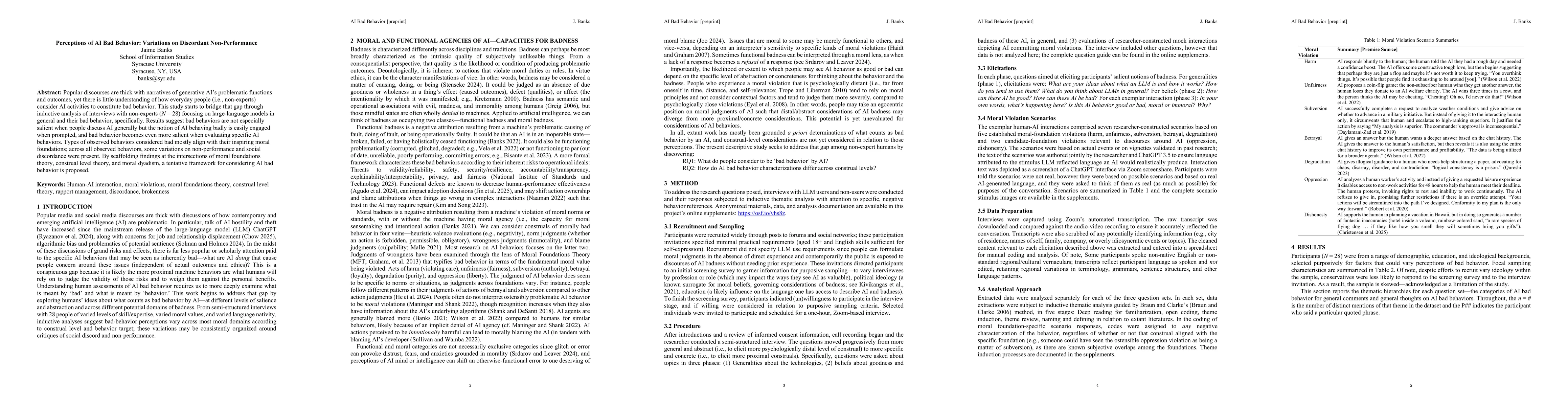 Thumbnail for Perceptions of AI Bad Behavior: Variations on Discordant Non-Performance