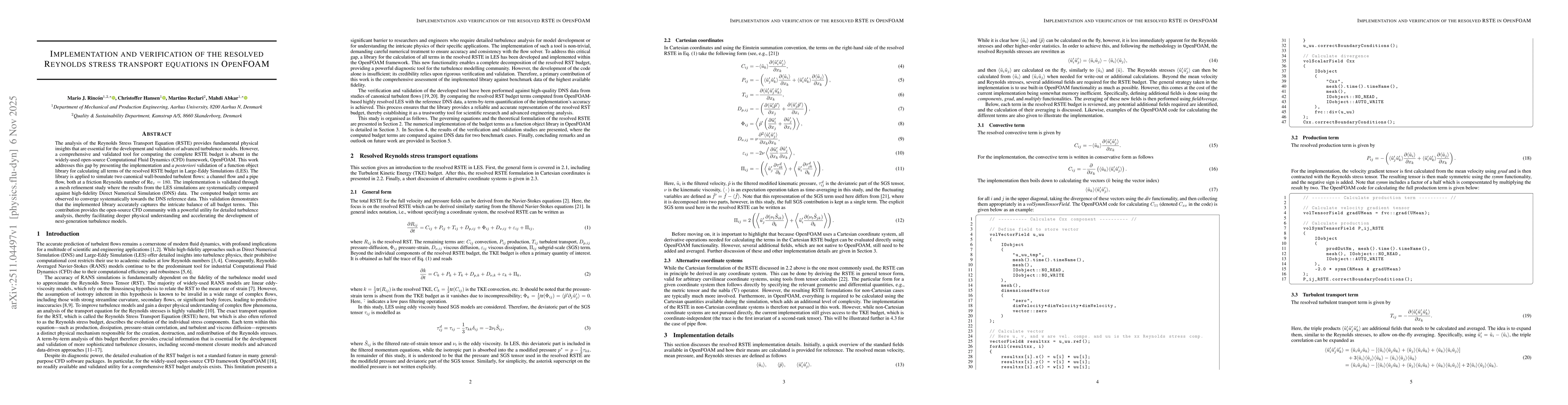 Thumbnail for Implementation and verification of the resolved Reynolds stress transport equations in OpenFOAM