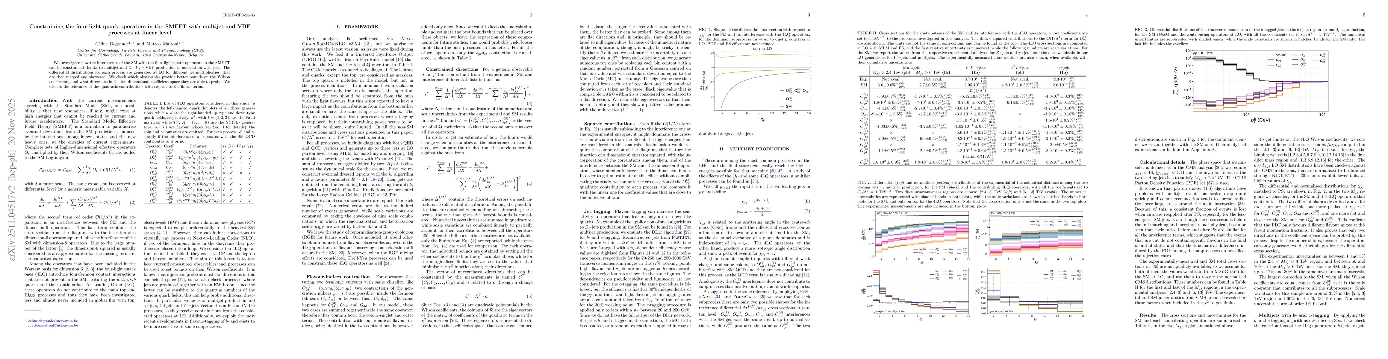 Thumbnail for Constraining the four-light quark operators in the SMEFT with multijet and VBF processes at linear level