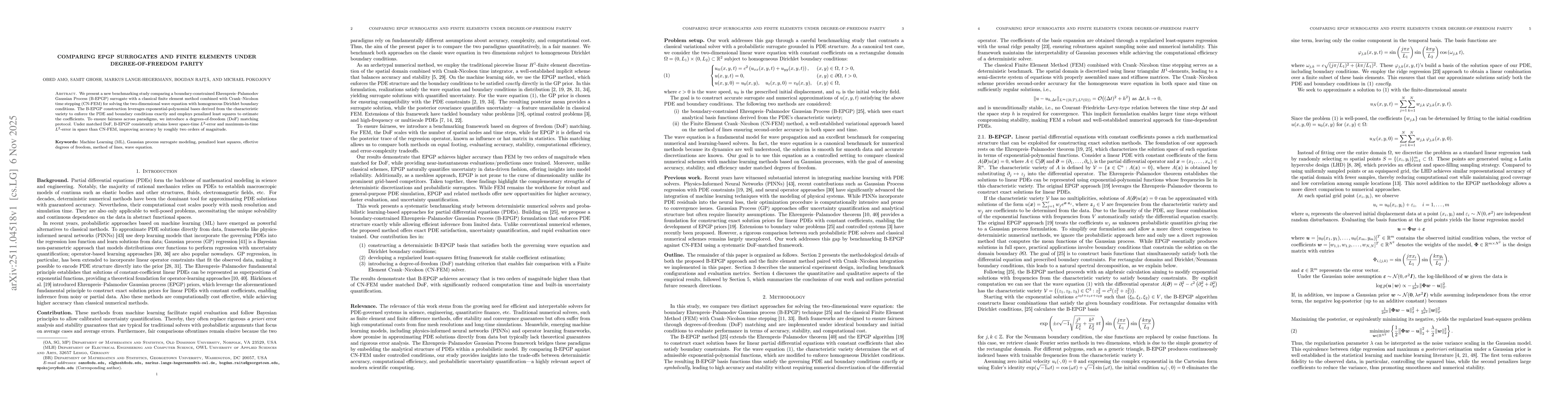 Thumbnail for Comparing EPGP Surrogates and Finite Elements Under Degree-of-Freedom Parity
