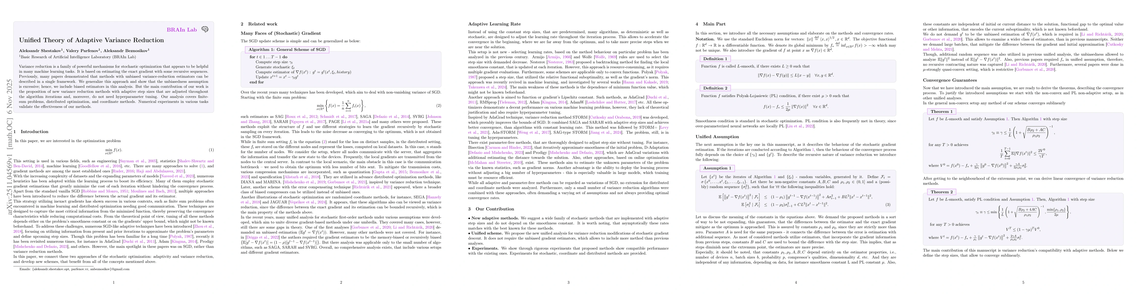 Thumbnail for Unified Theory of Adaptive Variance Reduction