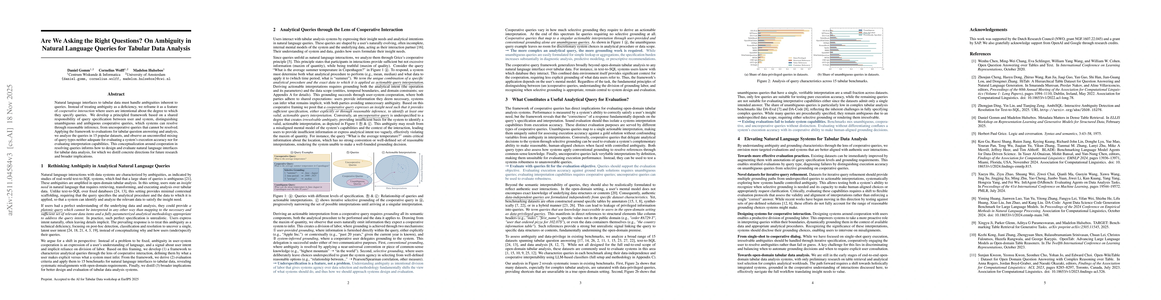 Thumbnail for Are We Asking the Right Questions? On Ambiguity in Natural Language Queries for Tabular Data Analysis