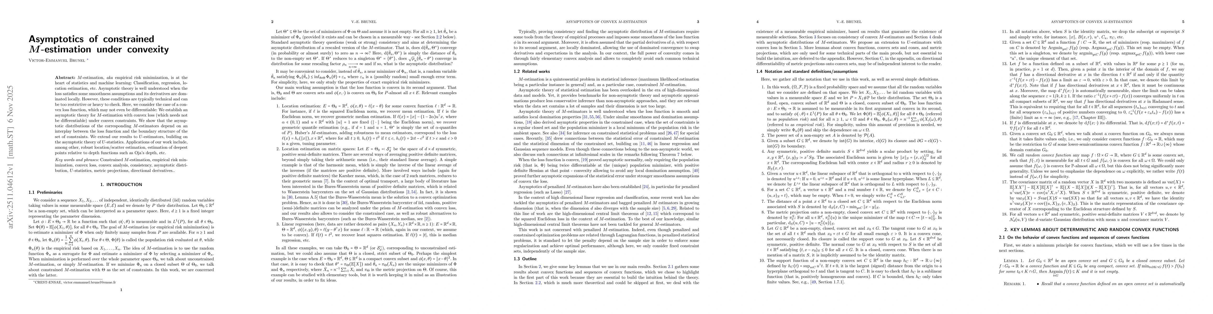 Thumbnail for Asymptotics of constrained $M$-estimation under convexity