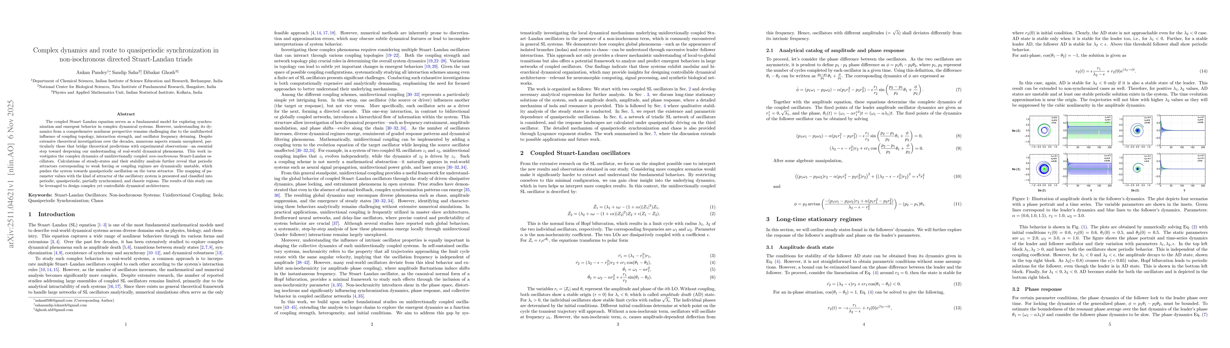Thumbnail for Complex dynamics and route to quasiperiodic synchronization in non-isochronous directed Stuart-Landau triads