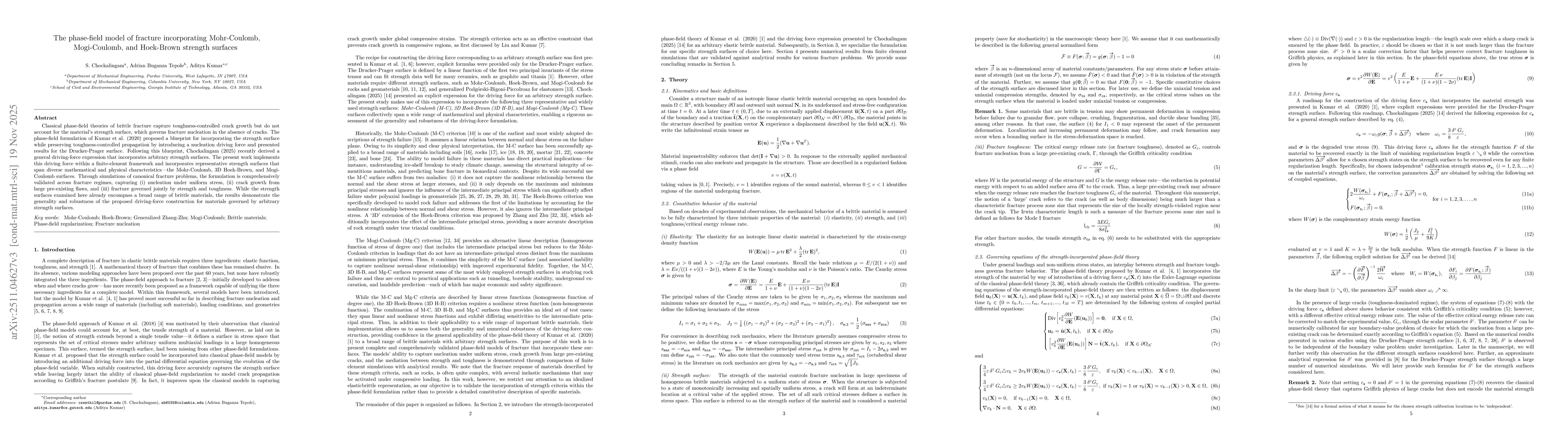 Thumbnail for The phase-field model of fracture incorporating Mohr-Coulomb, Mogi-Coulomb, and Hoek-Brown strength surfaces