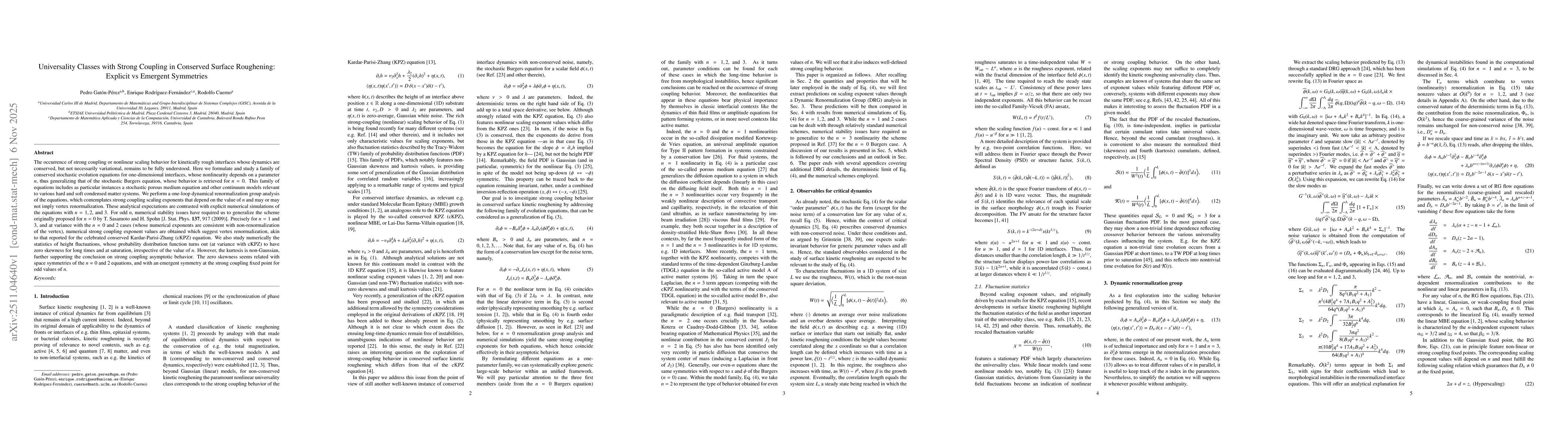 Thumbnail for Universality Classes with Strong Coupling in Conserved Surface Roughening: Explicit vs Emergent Symmetries
