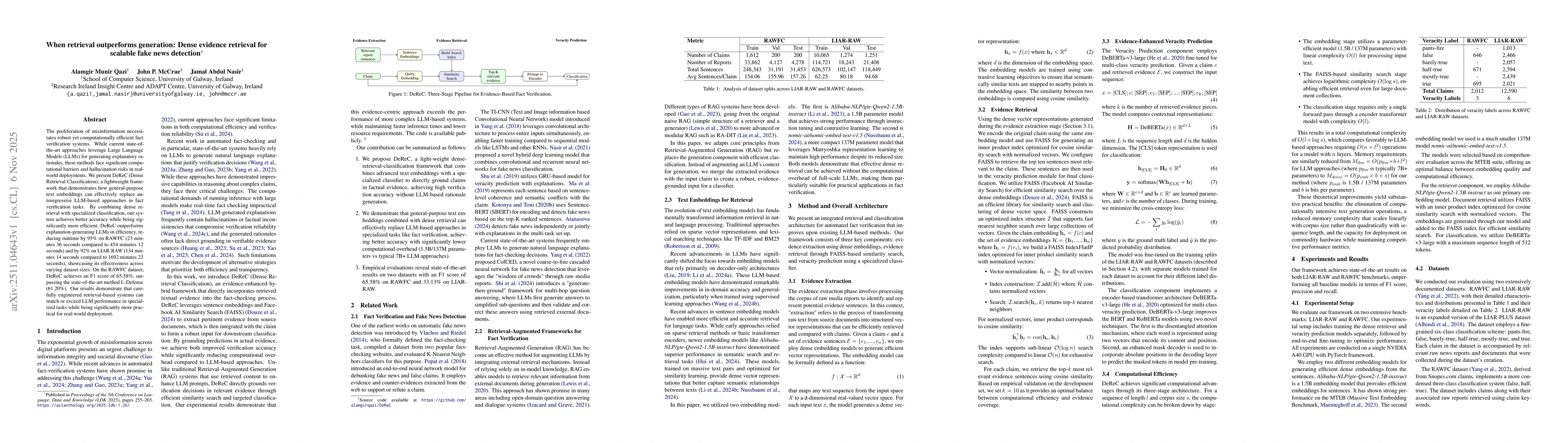 Thumbnail for When retrieval outperforms generation: Dense evidence retrieval for scalable fake news detection