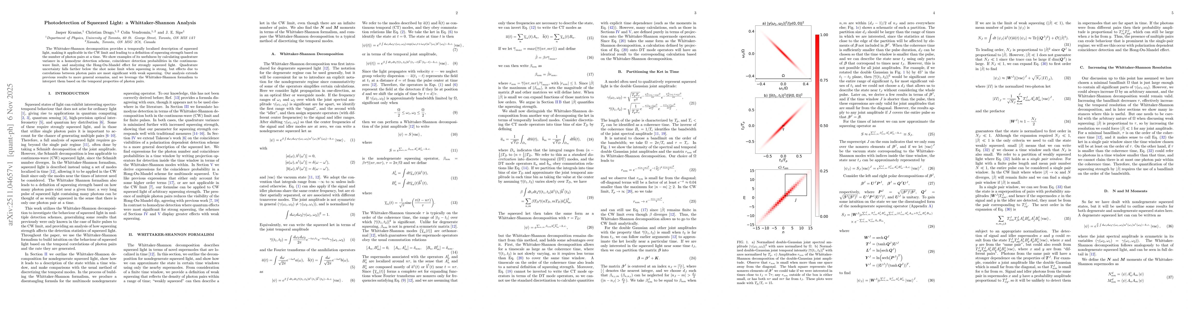 Thumbnail for Photodetection of Squeezed Light: a Whittaker-Shannon Analysis