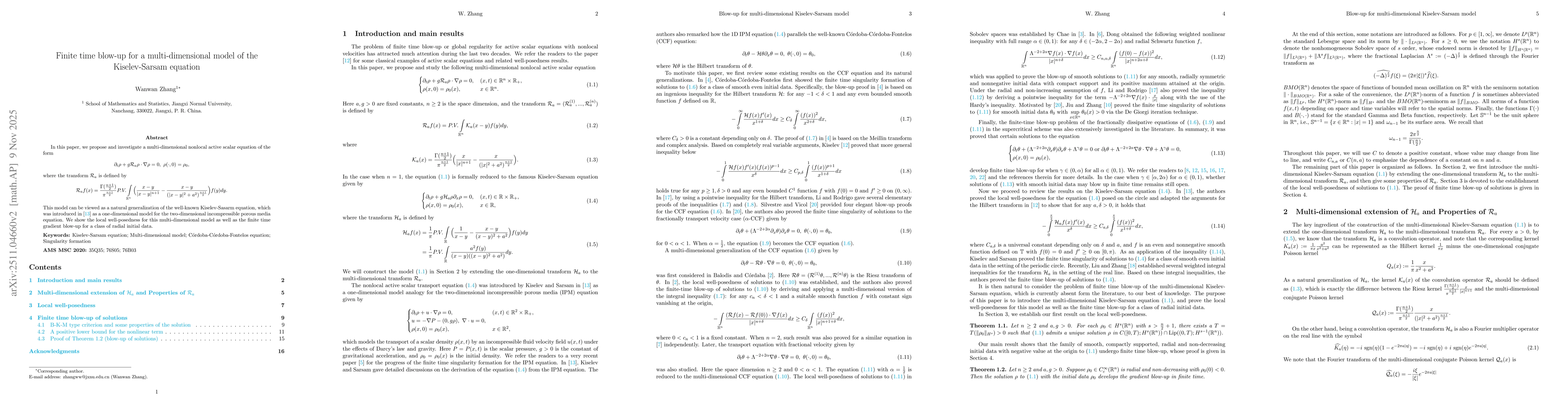 Thumbnail for Finite time blow-up for a multi-dimensional model of the Kiselev-Sarsam equation