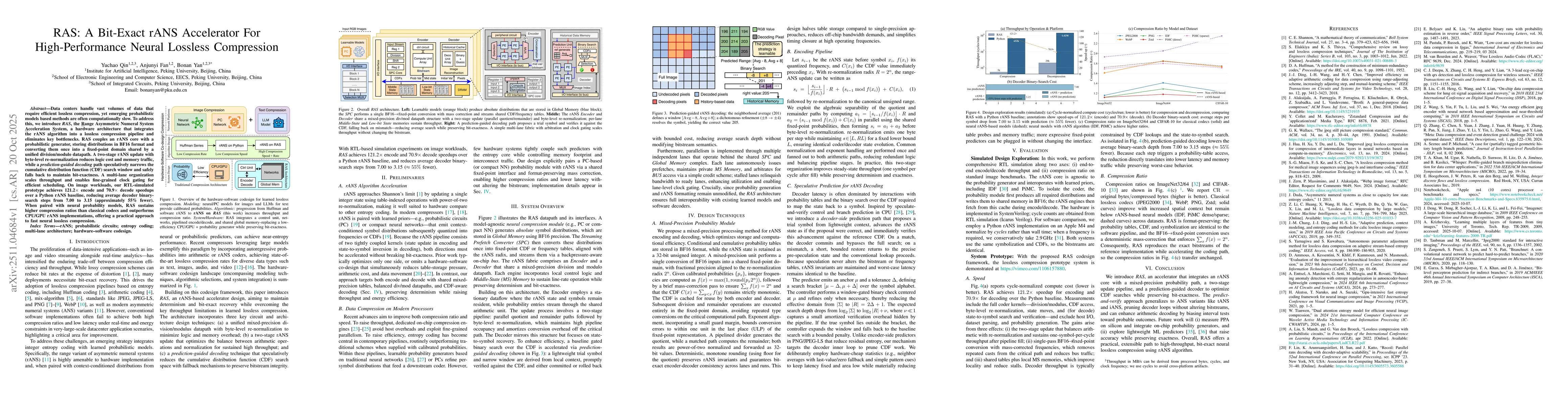 Thumbnail for RAS: A Bit-Exact rANS Accelerator For High-Performance Neural Lossless Compression