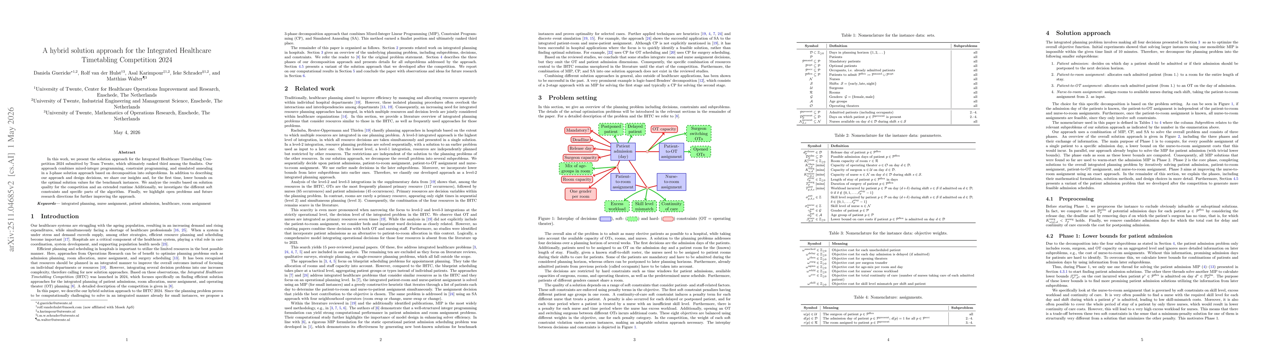 Thumbnail for A hybrid solution approach for the Integrated Healthcare Timetabling Competition 2024
