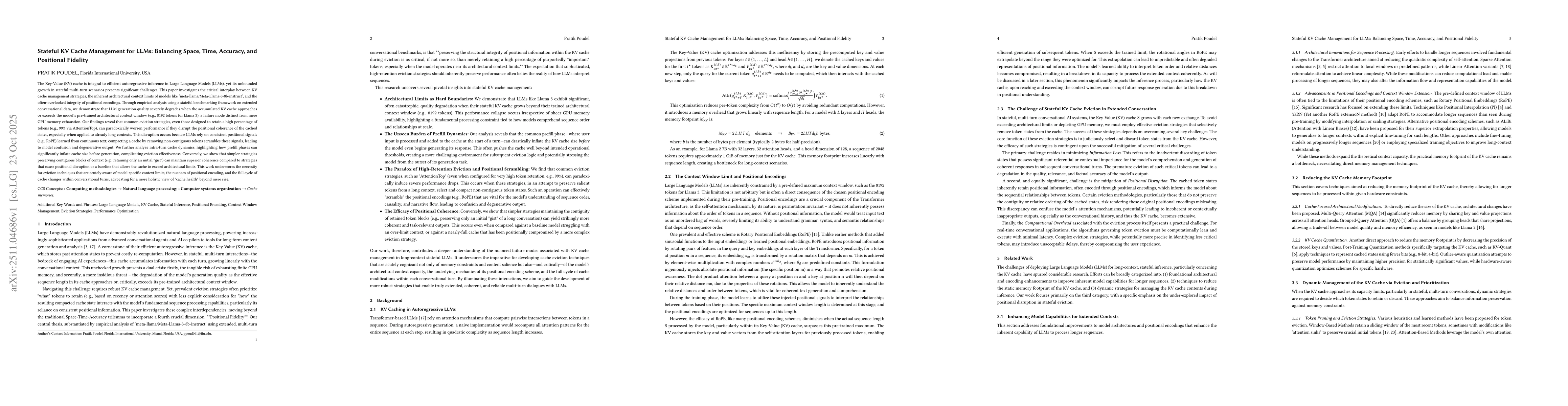 Thumbnail for Stateful KV Cache Management for LLMs: Balancing Space, Time, Accuracy, and Positional Fidelity