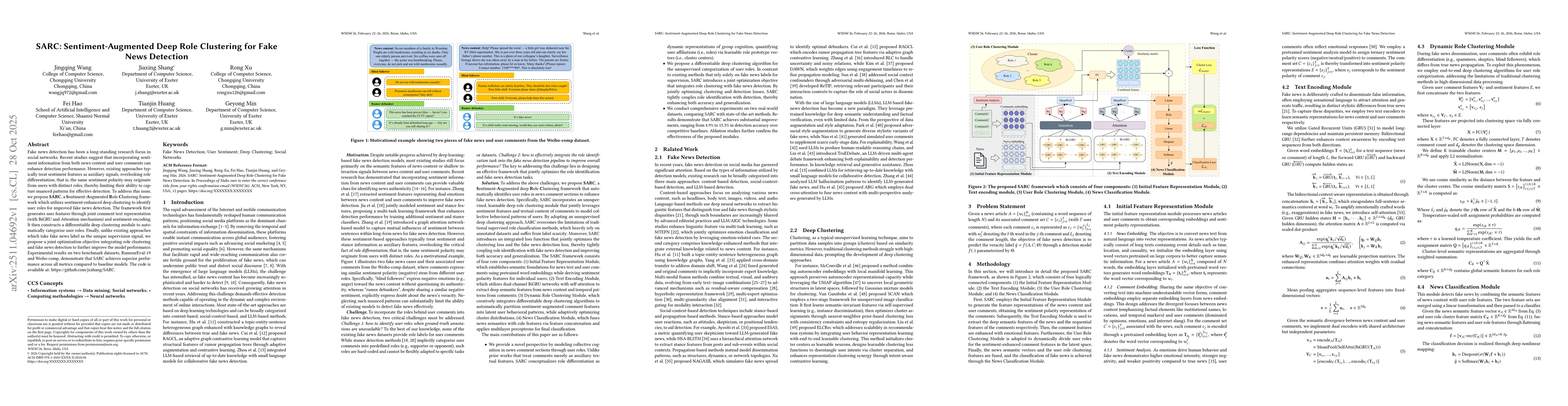 Thumbnail for SARC: Sentiment-Augmented Deep Role Clustering for Fake News Detection