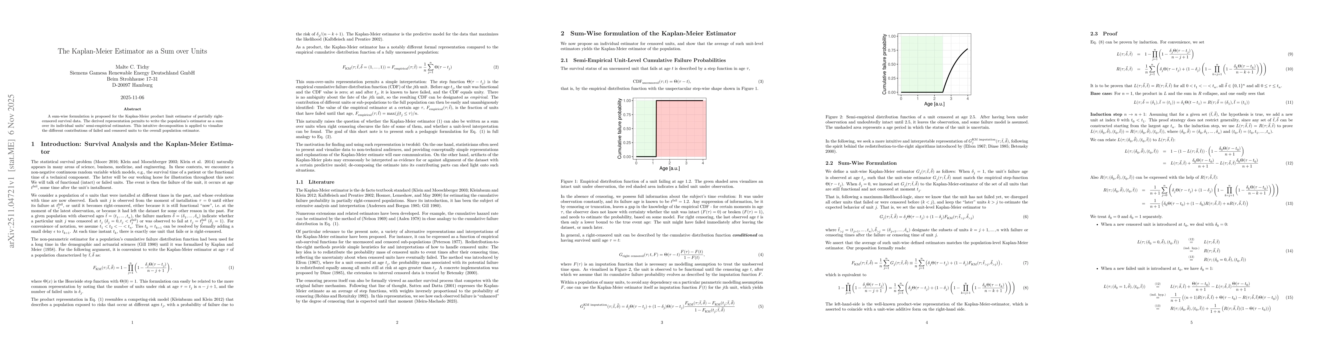 Thumbnail for The Kaplan-Meier Estimator as a Sum over Units
