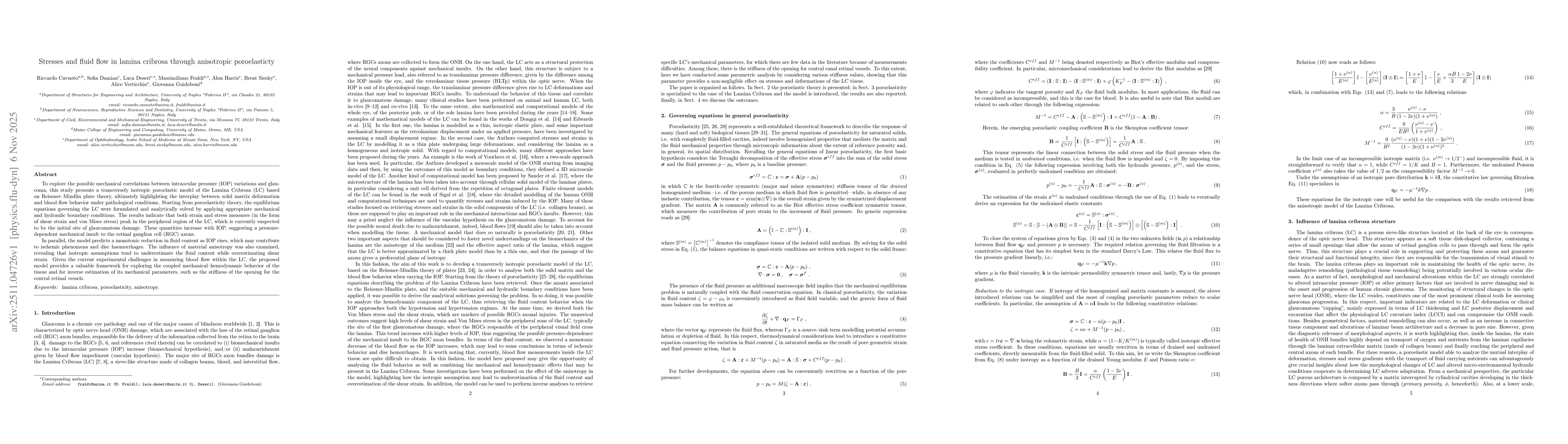 Thumbnail for Stresses and fluid flow in lamina cribrosa through anisotropic poroelasticty