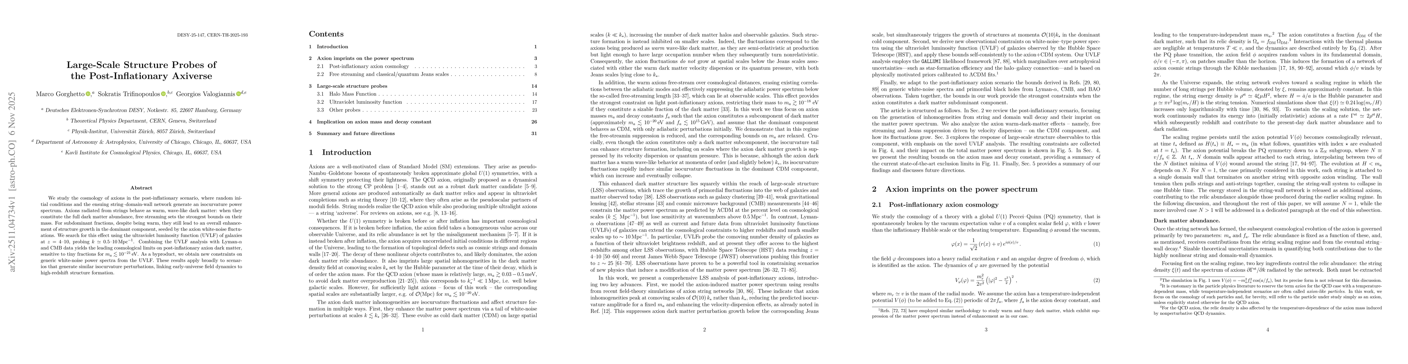 Thumbnail for Large-Scale Structure Probes of the Post-Inflationary Axiverse