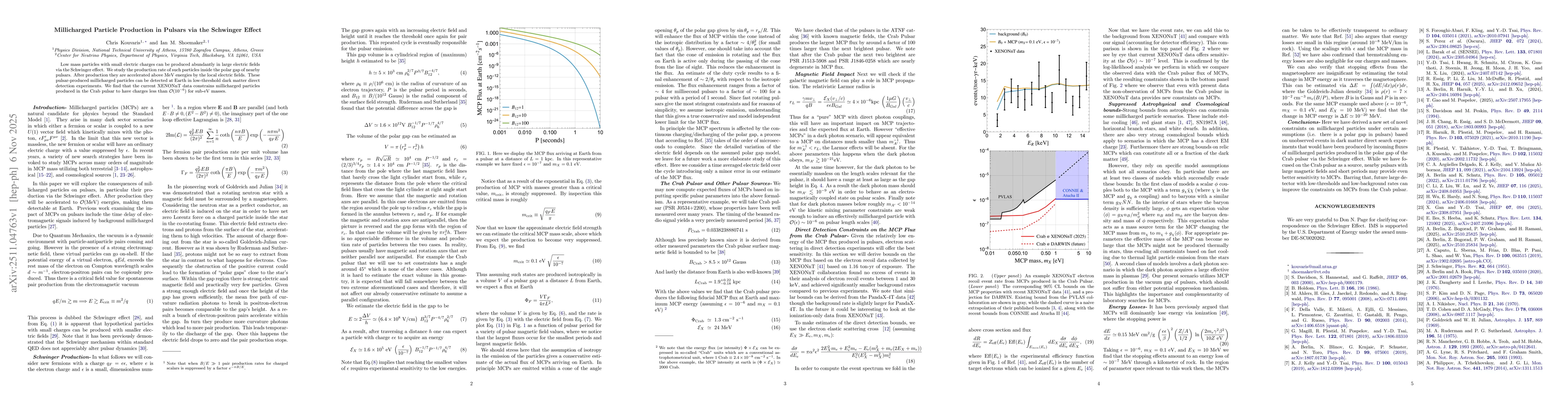 Thumbnail for Millicharged Particle Production in Pulsars via the Schwinger Effect
