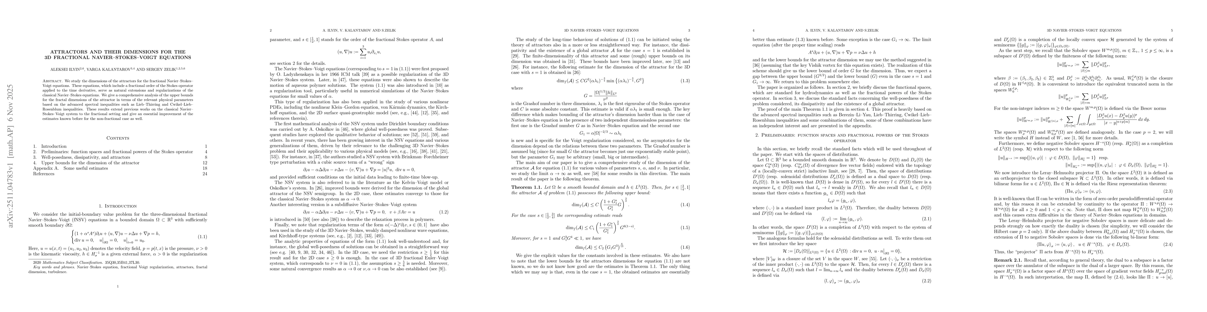 Thumbnail for Attractors and their dimensions for the 3D Fractional Navier--Stokes--Voigt Equations
