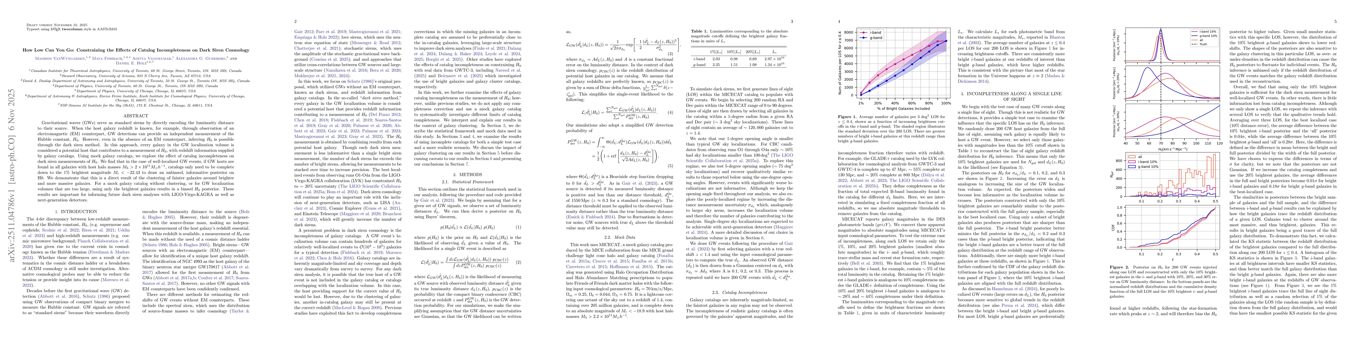 Thumbnail for How Low Can You Go: Constraining the Effects of Catalog Incompleteness on Dark Siren Cosmology