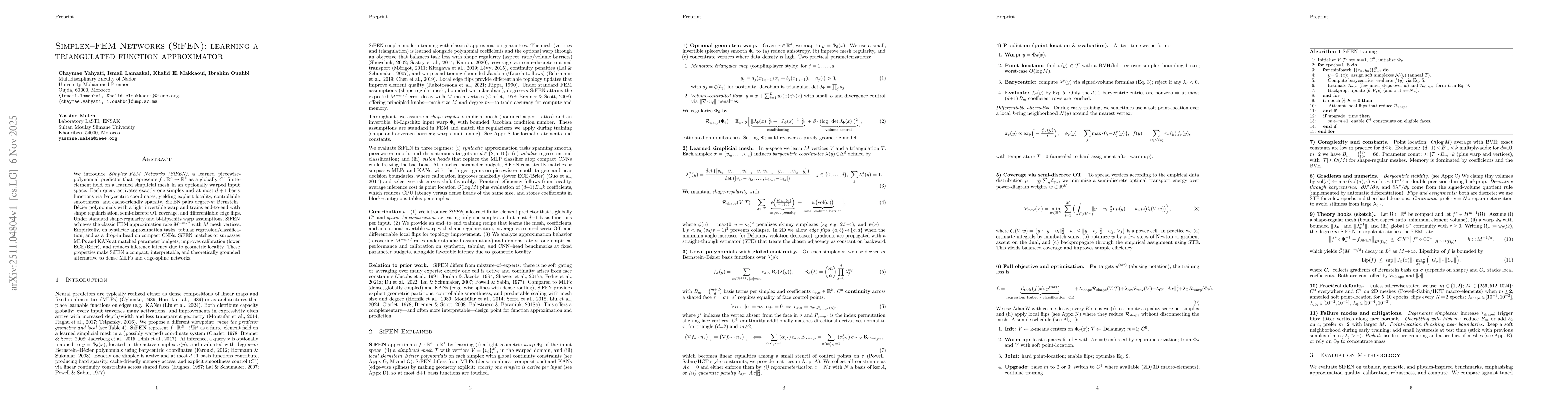 Thumbnail for Simplex-FEM Networks (SiFEN): Learning A Triangulated Function Approximator