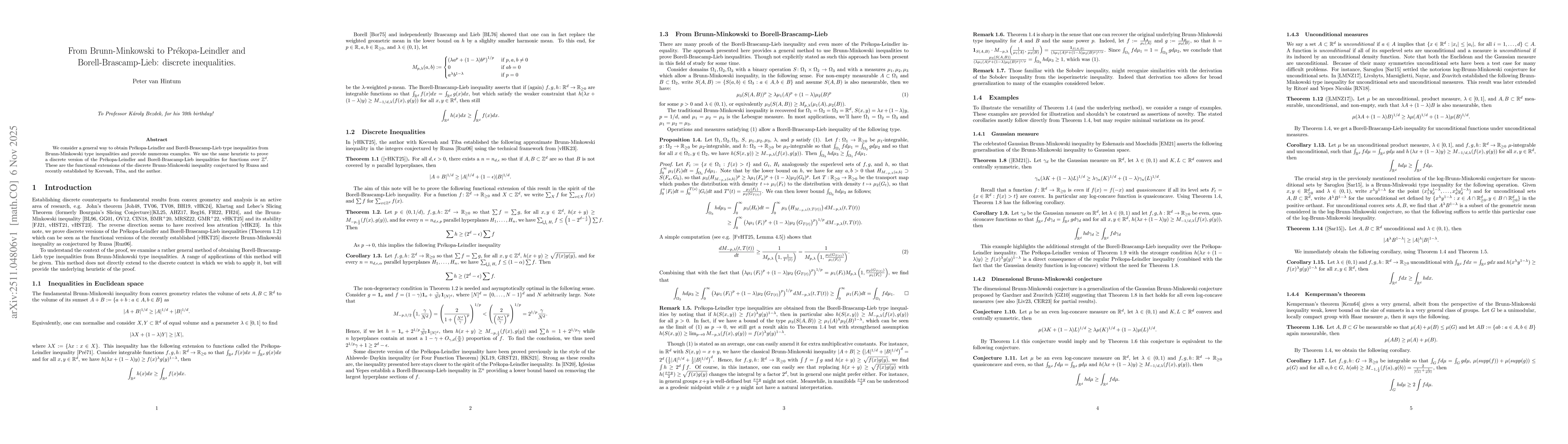 Thumbnail for From Brunn-Minkowski to Prékopa-Leindler and Borell-Brascamp-Lieb: discrete inequalities