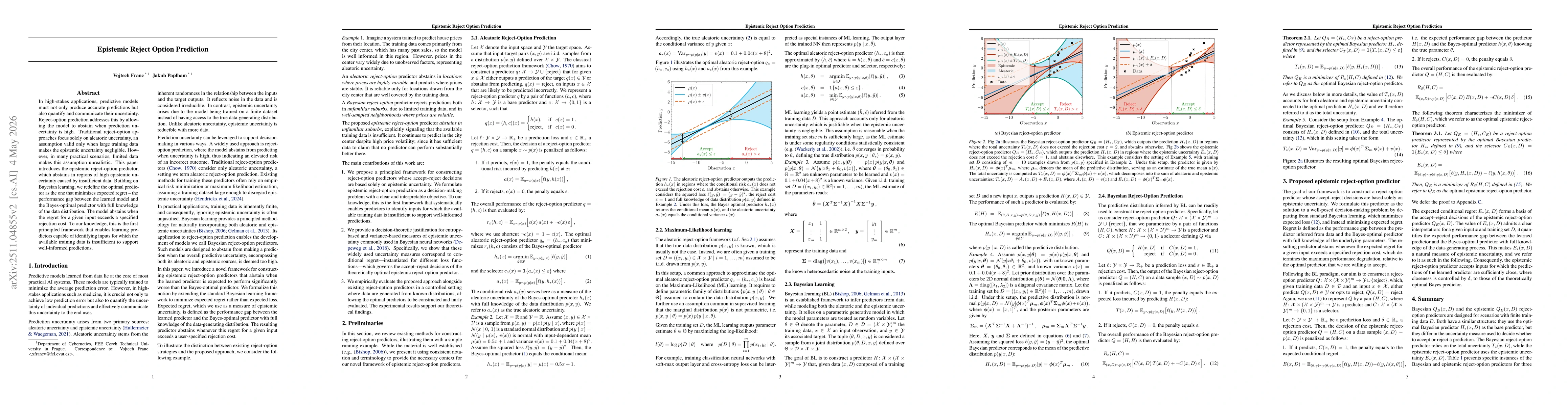 Thumbnail for Epistemic Reject Option Prediction